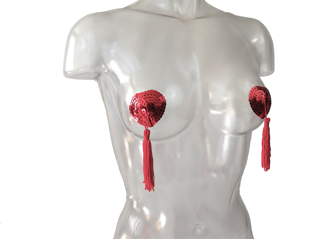 queen of hearts tassels on model